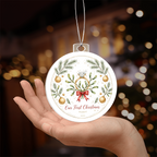 Our First Christmas Engaged 2026 — diamond ring on mistletoe