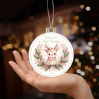 Baby Girl's First Christmas 2026 — pink-bow reindeer