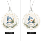 Baby Boy's First Christmas 2026 — blue-hat snowman