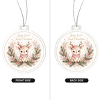 Baby Girl's First Christmas 2026 — pink-bow reindeer