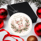 Baby Girl's First Christmas 2026 — pink-bow reindeer