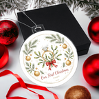 Our First Christmas Engaged 2026 — diamond ring on mistletoe