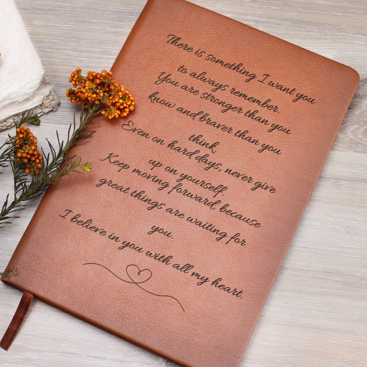 Inspirational Leather Journal – I Believe in You, Encouragement Gift Notebook
