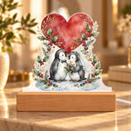 Our First Christmas as Mr & Mrs 2026 LED Plaque – Penguin Newlyweds Custom Cut Acrylic Night Light