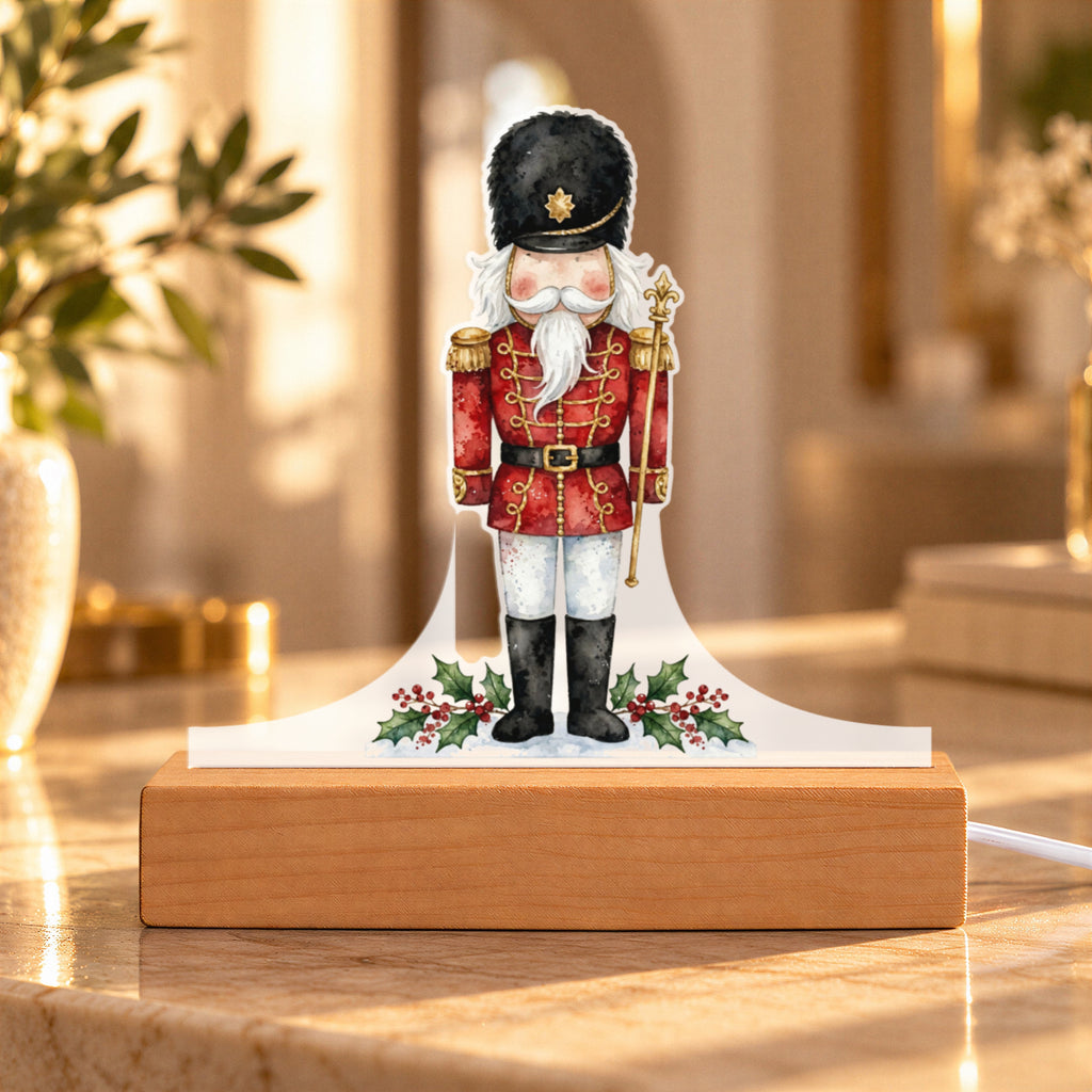 Nutcracker LED Plaque – Custom Cut Acrylic Christmas Night Light, Classic Soldier