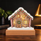 Gingerbread House LED Plaque – Custom Cut Acrylic Christmas Night Light