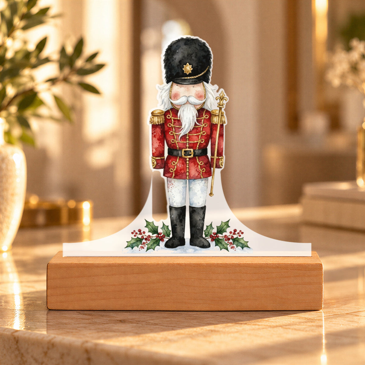 Nutcracker LED Plaque – Custom Cut Acrylic Christmas Night Light, Classic Soldier