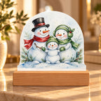 Snowman Family LED Plaque – Custom Cut Acrylic Christmas Night Light