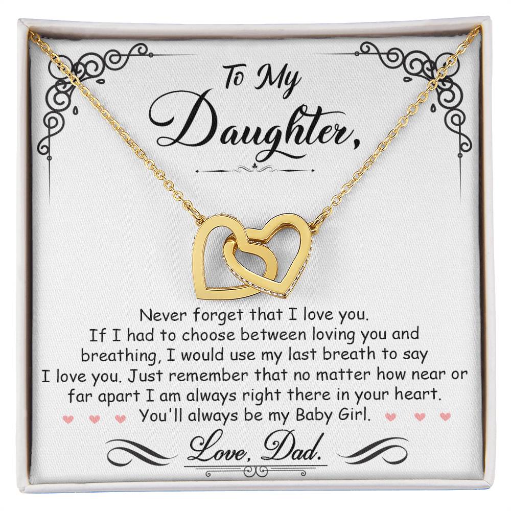 To My Daughter- Interlocking Heart Necklace
