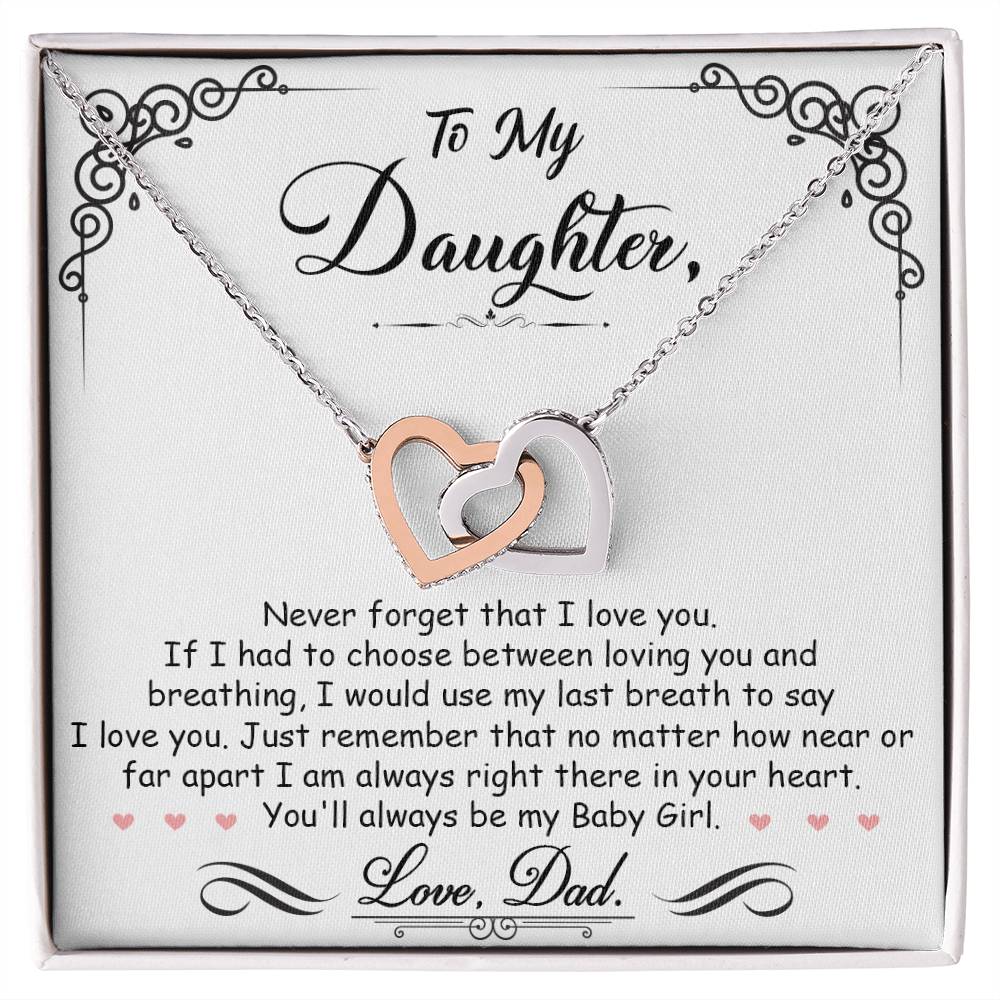 To My Daughter- Interlocking Heart Necklace