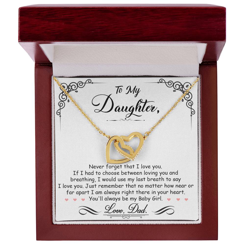 To My Daughter- Interlocking Heart Necklace