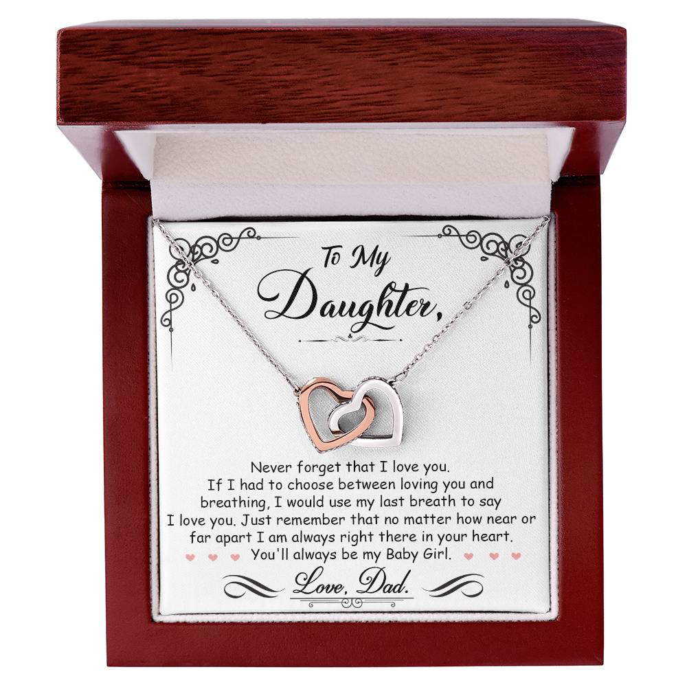 To My Daughter- Interlocking Heart Necklace