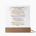 Wedding Vows Acrylic Plaque, To My Beautiful Bride, Romantic Wedding Keepsake Gift