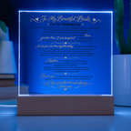 Wedding Vows Acrylic Plaque, To My Beautiful Bride, Romantic Wedding Keepsake Gift