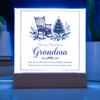 Merry Christmas Grandma Square Acrylic Plaque - Rocking Chair LED Keepsake Gift