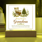 Merry Christmas Grandma Square Acrylic Plaque - Rocking Chair LED Keepsake Gift