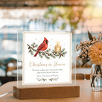 Christmas in Heaven Square Acrylic Plaque - Cardinal Memorial LED Keepsake