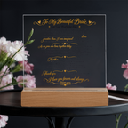 Wedding Vows Acrylic Plaque, To My Beautiful Bride, Romantic Wedding Keepsake Gift