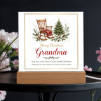 Merry Christmas Grandma Square Acrylic Plaque - Rocking Chair LED Keepsake Gift
