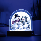 Snowman Family Dome LED Plaque – Acrylic Christmas Night Light Gift