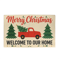 Red Truck Christmas Door Mat - 'Welcome to Our Home' Welcome Mat