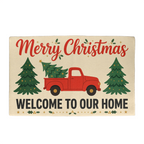 Red Truck Christmas Door Mat - 'Welcome to Our Home' Welcome Mat