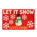 Let It Snow Door Mat - Snowman Christmas Welcome Mat