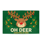Oh Deer, Christmas Is Here Door Mat - Reindeer Welcome Mat