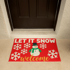 Let It Snow Door Mat - Snowman Christmas Welcome Mat