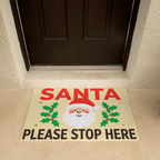 Santa, Please Stop Here Door Mat - Christmas Welcome Mat