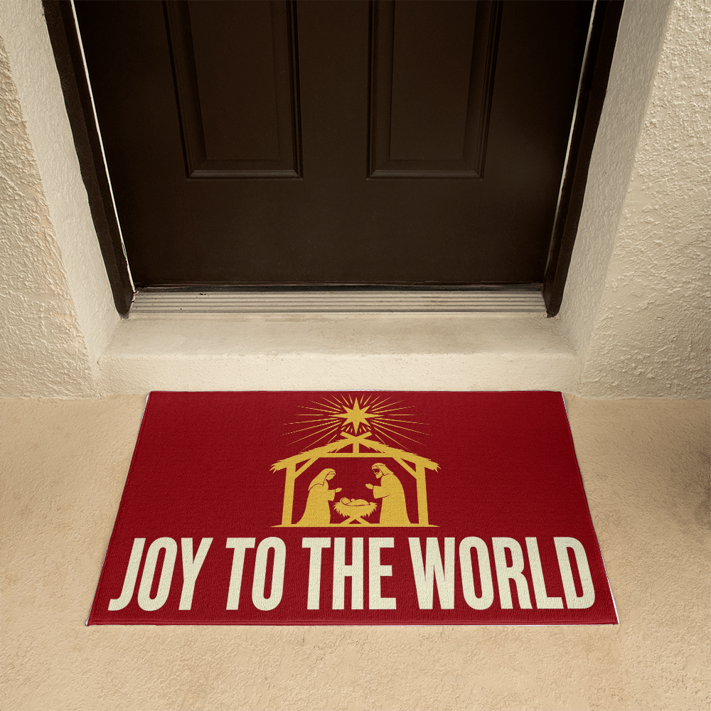 Joy to the World Door Mat - Nativity Christmas Welcome Mat
