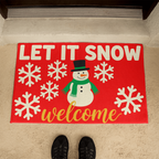 Let It Snow Door Mat - Snowman Christmas Welcome Mat