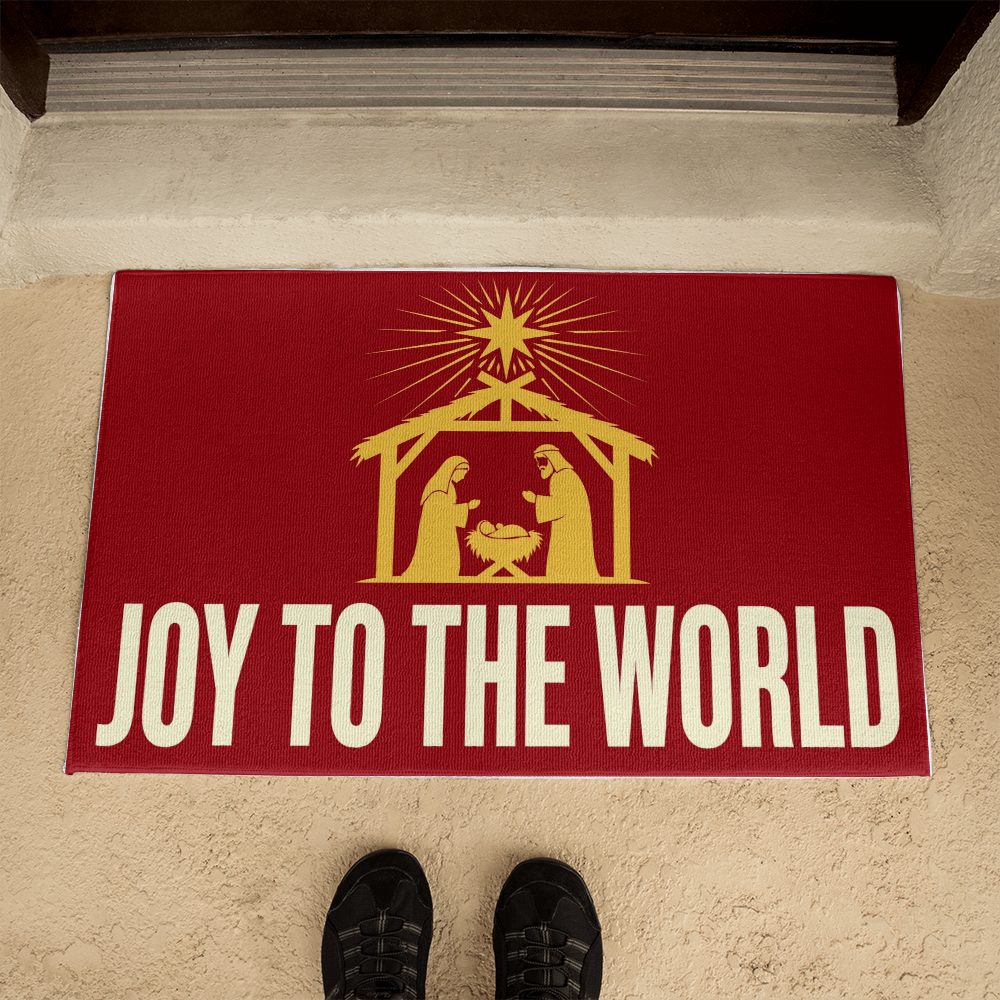 Joy to the World Door Mat - Nativity Christmas Welcome Mat