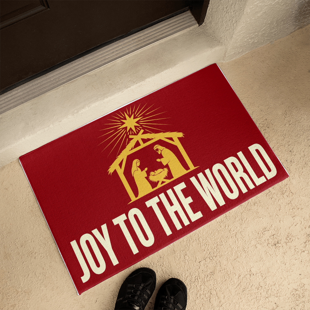 Joy to the World Door Mat - Nativity Christmas Welcome Mat