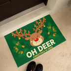 Oh Deer, Christmas Is Here Door Mat - Reindeer Welcome Mat