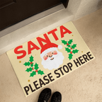 Santa, Please Stop Here Door Mat - Christmas Welcome Mat