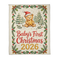 Baby's First Christmas 2026 Fleece Blanket - Teddy with Gold Star