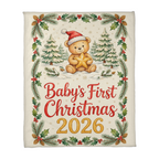 Baby's First Christmas 2026 Fleece Blanket - Teddy with Gold Star