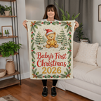 Baby's First Christmas 2026 Fleece Blanket - Teddy with Gold Star