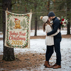 Baby's First Christmas 2026 Fleece Blanket - Teddy with Gold Star