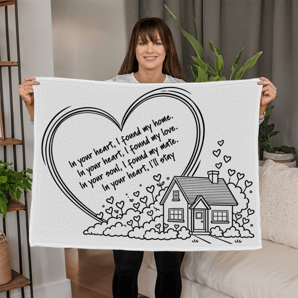 In Your Heart I Found My Home Personalized Love Blanket – Romantic Couple Gift
