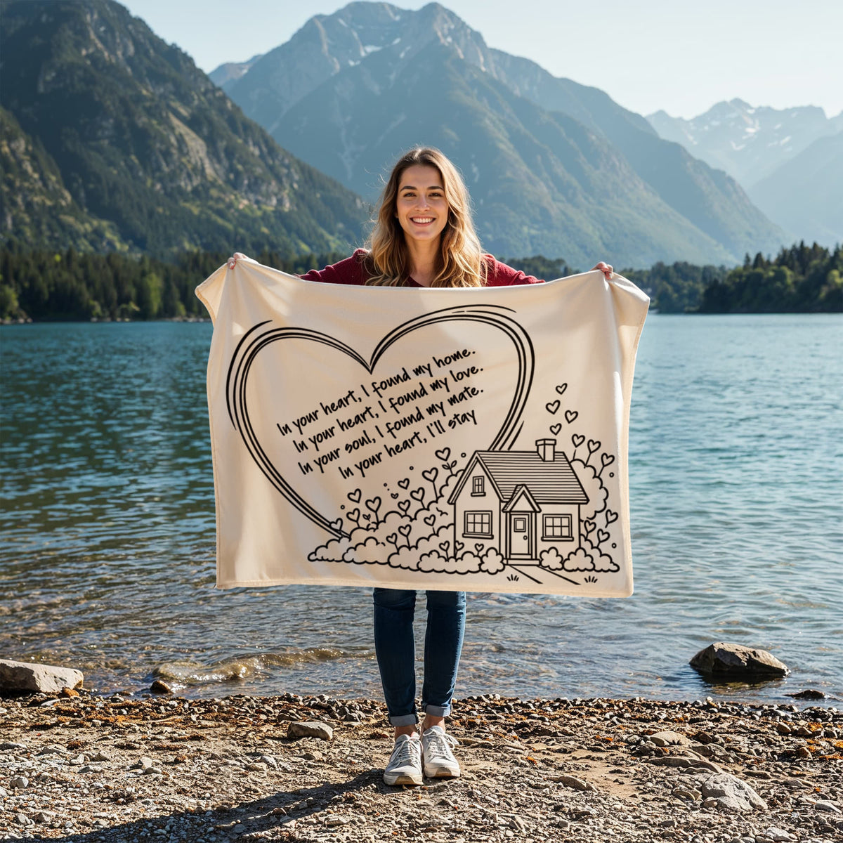 In Your Heart I Found My Home Personalized Love Blanket – Romantic Couple Gift