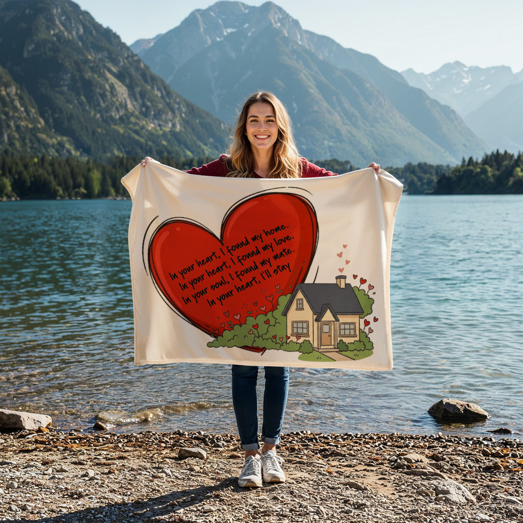 In Your Heart I Found My Home Blanket – Romantic Love Gift for Couples, Anniversary & Wedding Gift