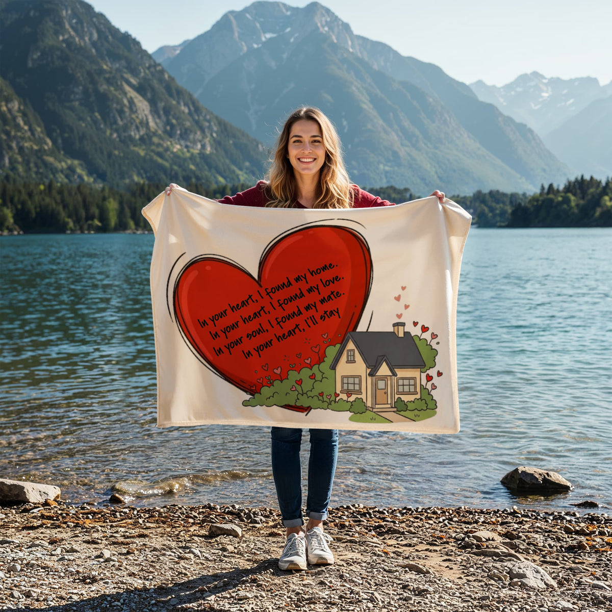 In Your Heart I Found My Home Blanket – Romantic Love Gift for Couples, Anniversary & Wedding Gift