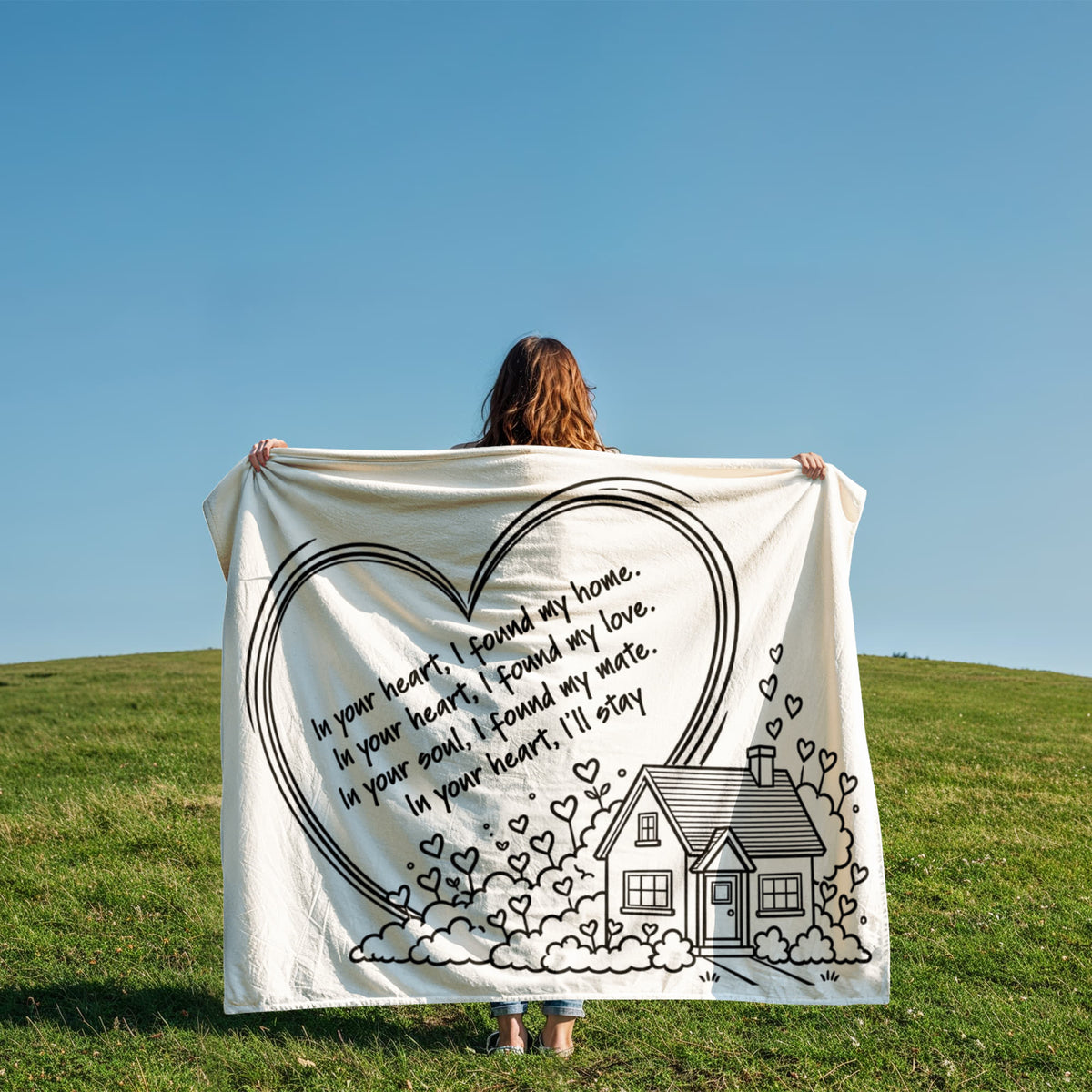 In Your Heart I Found My Home Personalized Love Blanket – Romantic Couple Gift