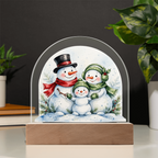 Snowman Family Dome LED Plaque – Acrylic Christmas Night Light Gift