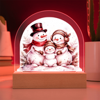 Snowman Family Dome LED Plaque – Acrylic Christmas Night Light Gift
