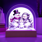 Snowman Family Dome LED Plaque – Acrylic Christmas Night Light Gift