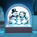 Snowman Family Dome LED Plaque – Acrylic Christmas Night Light Gift