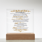Wedding Vows Acrylic Plaque, To My Beautiful Bride, Romantic Wedding Keepsake Gift